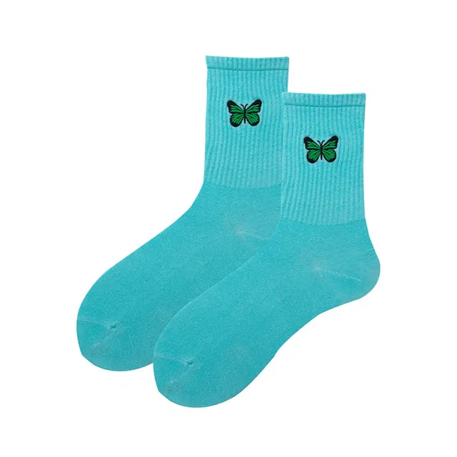 Hot Sale 2021 new fashion Korean style ladies socks simulation printing butterfly socks cute embroidered dinosaur socks 7