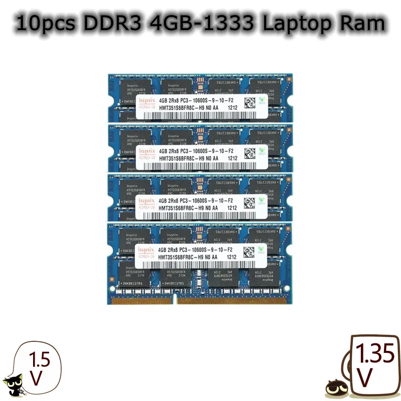Hynix Chipset  Laptop Notebook memory RAM 10PCS Lot 1333Mhz 1600Mhz 12800S Computer Memory Modu Sodimm   ddr3 1.35V 1.5V 204PIN