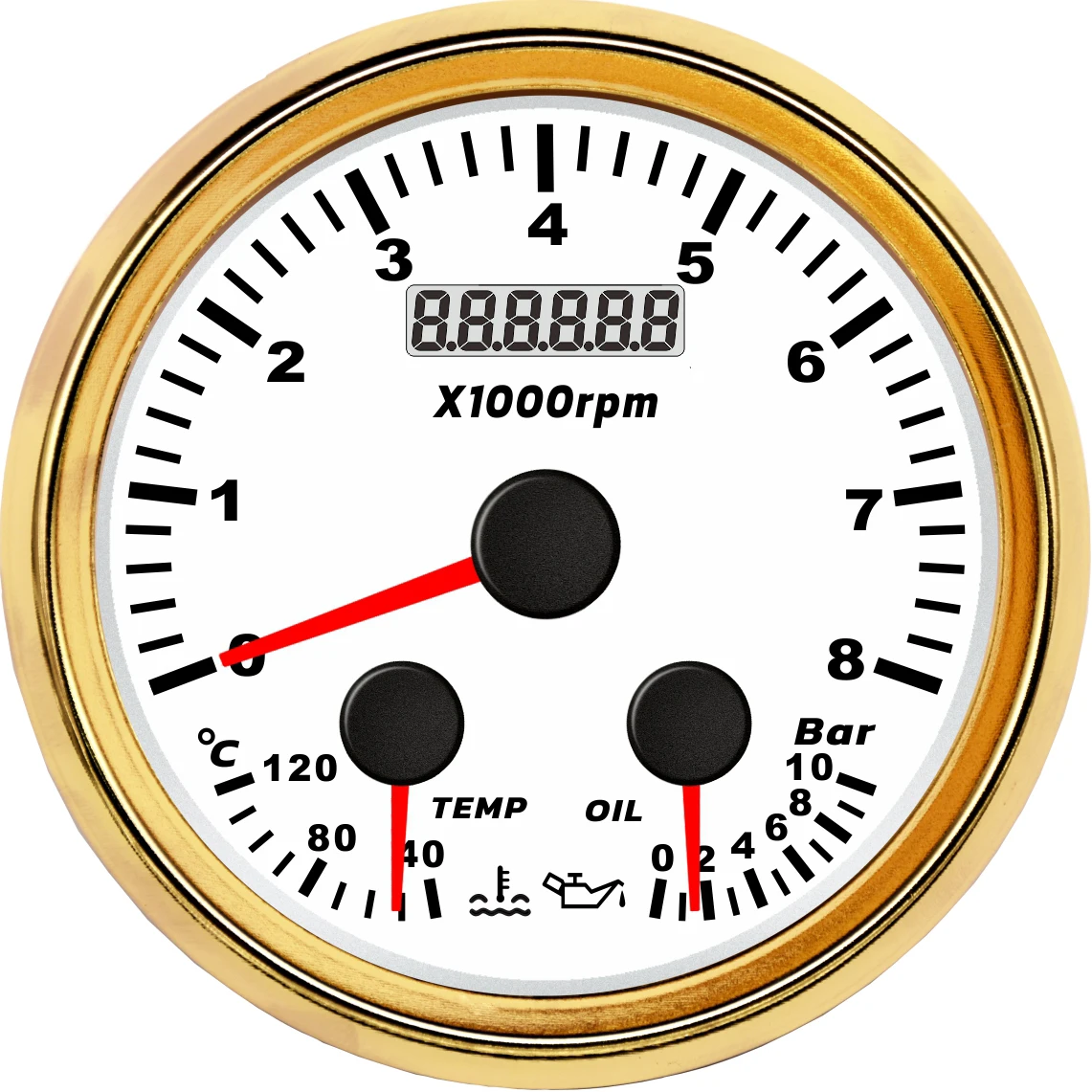 1pc New Type Auto Tachometers 08000rpm Boat 010bar Oil Pressure
