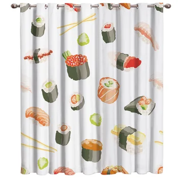 

Sushi Sashimi Sashimi Delicious Healthy Window Curtains Dark Living Room Curtain Rod Kitchen Drapes Fabric Indoor