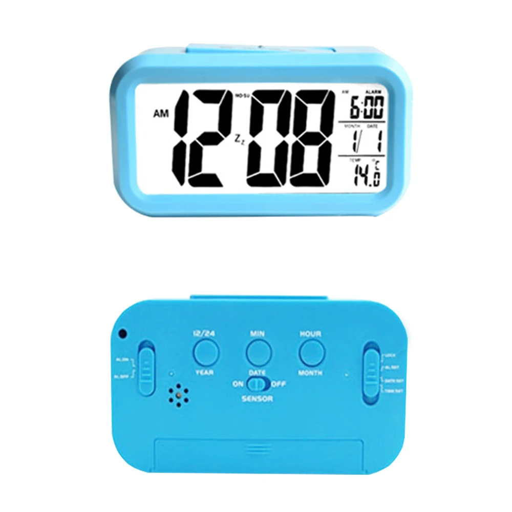 Smart Alarm Clock Snooze LED Digital Clocks Large Display With Blacklight Calendar Electronic Desk Clock Home Office Decor