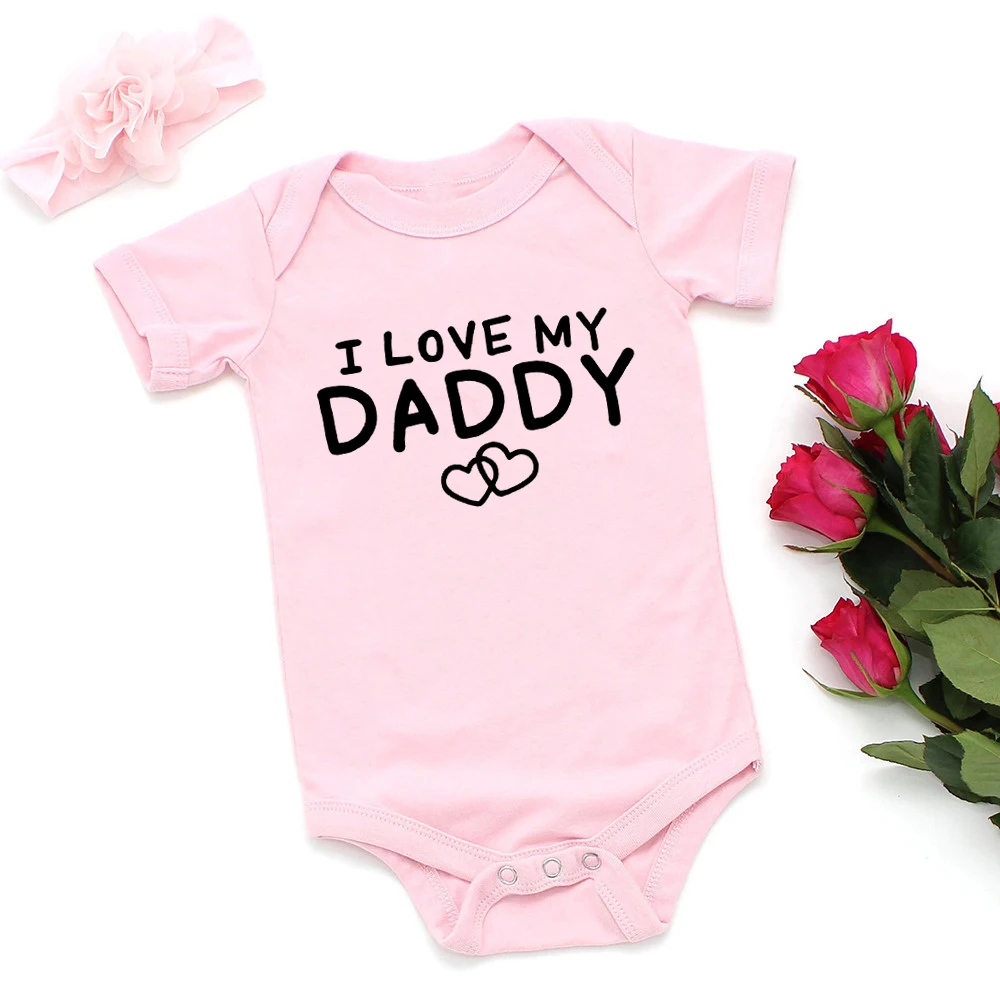 С надписью I Love My Daddy для новорожденных малышей Милый детский комбинезон из хлопка