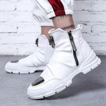 

New Leather Sneakers For Men Breathable High Top Mens Casual Shoes Fashion WaterProof Men Shoes Zapatillas De Hombre