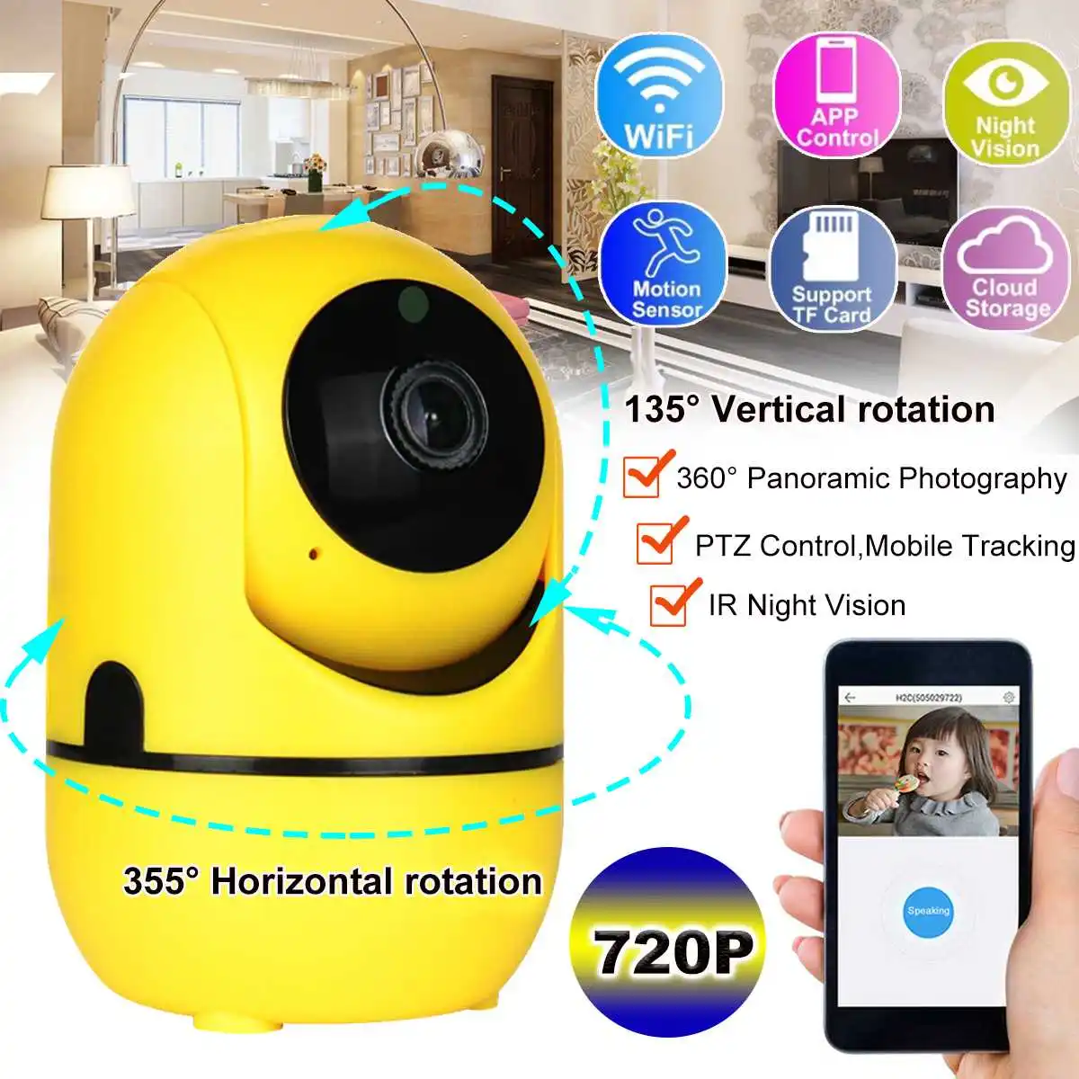 

Safurance Cloud Wireless IP Camera 720P WiFi Full HD Night Vision Auto Tracking Camera Indoor Home Security Surveillance