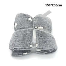 Детское одеяло светится в темноте, удобное, прочное, теплое, флисовое, с серыми звездами/луной, новинка года, плюшевое, пушистое, теплое одеяло