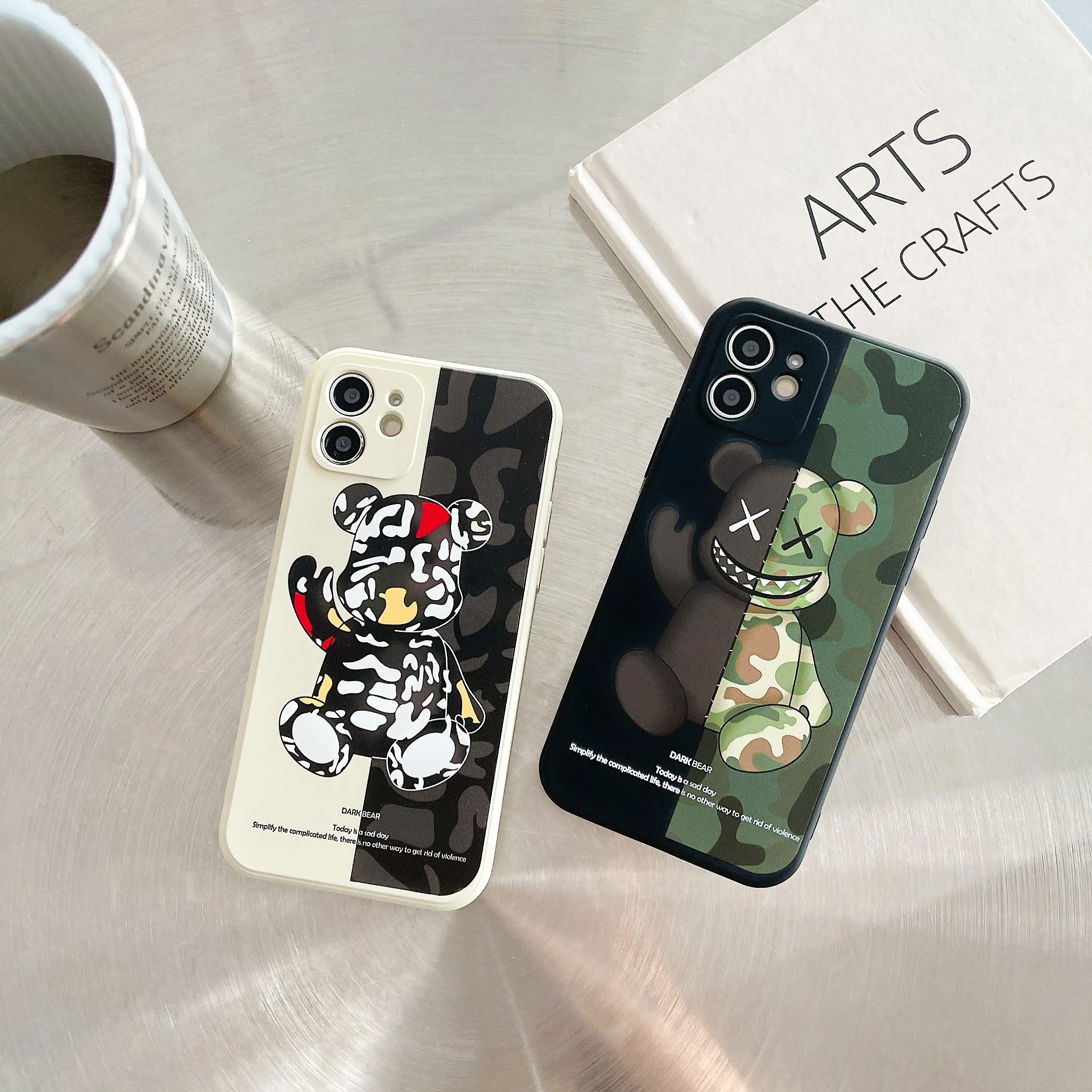 Fashion Side Liquid Gloomy Bear Case For iPhone 11 12 13 Pro Max Mini 7 8 Plus XR X XS MAX Trend Original INS Luxury Cover