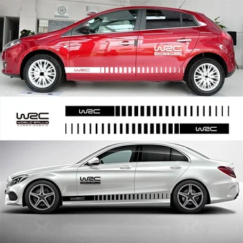 

For (2Pair/4Pcs) FOR Racing Stripe WRC Skirt Sticker Styling Decor Car Whole Body Graphic Decal Car Styling Accessories