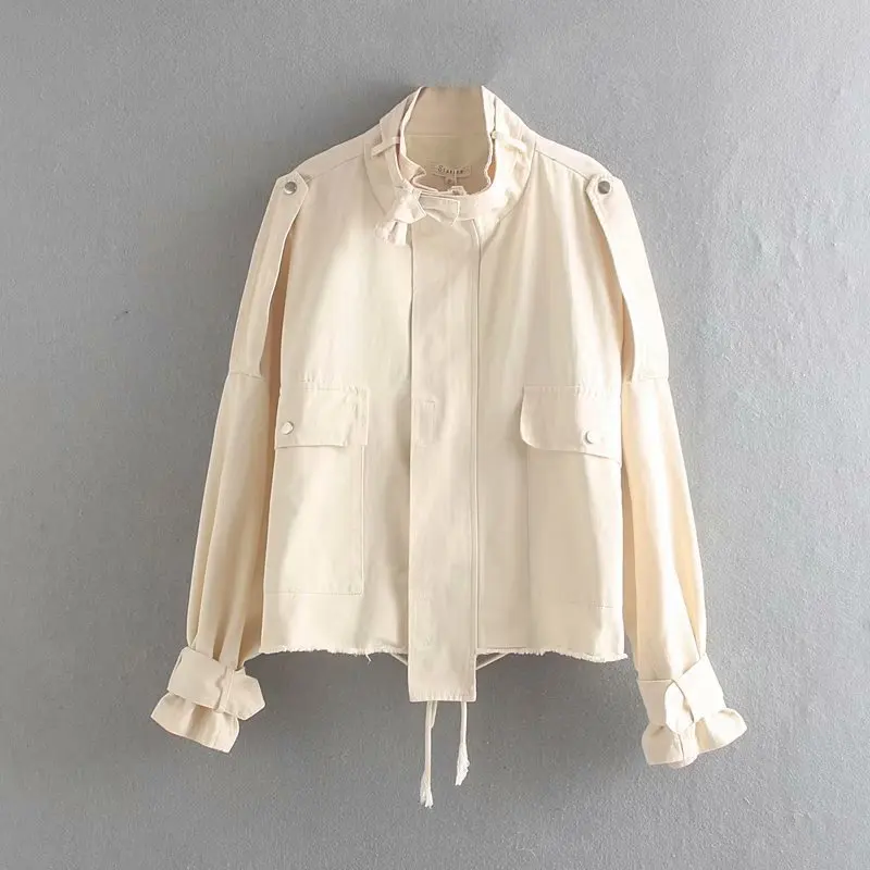 SD9217-80 New Twill Short Sand-washed Jacket Top