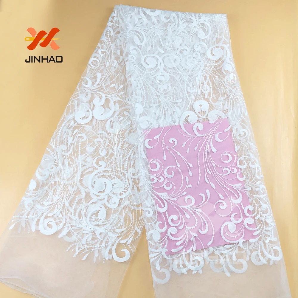 

2019 New Milk Silk Lace Fabric Cheap Sequin Fabric Embroidered Lace With Sequins Diy Craft Sewing For Wedding Garment Decoration