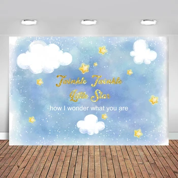 

Blue Newborn Baby Shower Twinkle Twinkle Little Star Cloud Birthday Party Photo Background Backgrounds for Photo Studio Vinyl