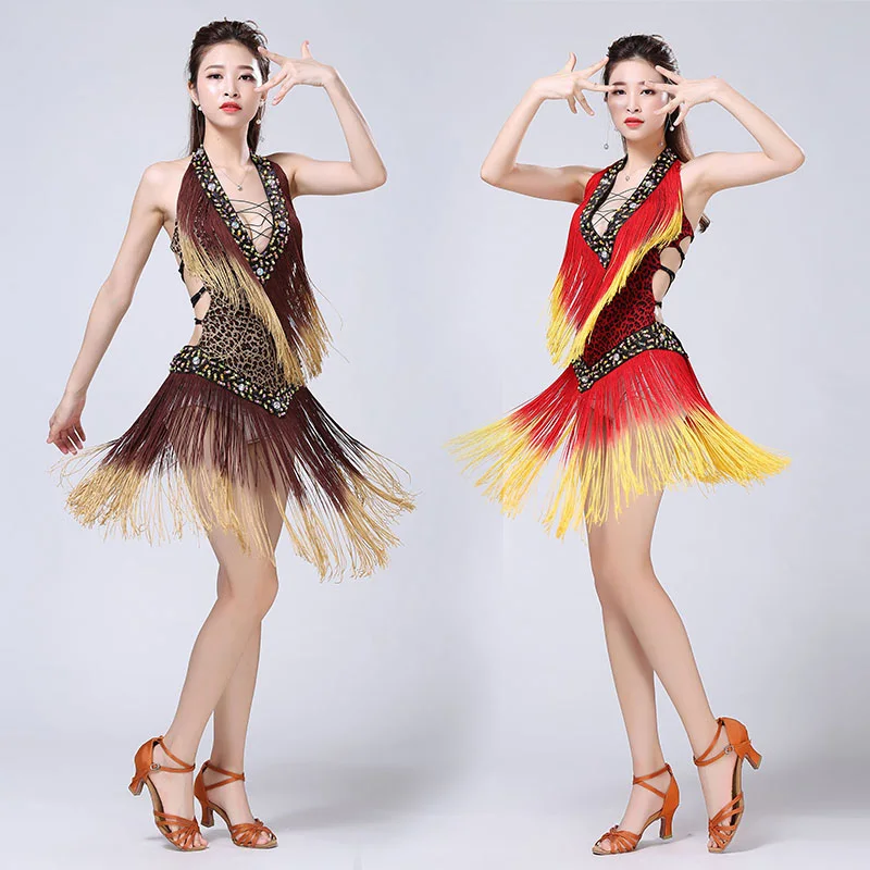 

Сексуальное платье для взрослых для латиноамериканских танцев с глубоким V-образным вырезом и леопардовым принтом, интенсивное женское платье мини на бретелях с красивой спинкой