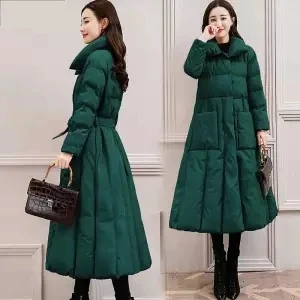 dark green Новое модное элегантное тонкое толстое пуховое хлопковое пальто, женское длинное пальто Parker, Корейская версия зимней повседневной теплой куртки - Цвет: dark green