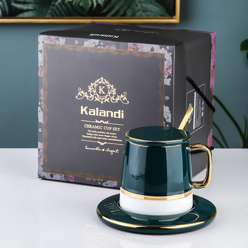 Керамическая кружка с крышкой чашки для молока кофе Европейский фарфор