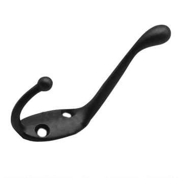 

Black Color Double-Hook Design LemonBest Heavy Duty Coat Hooks Wall Mounted For Hat Hardware Dual Prong Retro Coat Hanger Screws