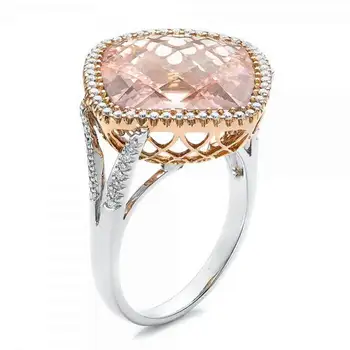 

Diamond ring. Rose gold ring Luxury lady ring Topaz. Amethyst crystal Pomelo Champagne ring Luxury jewellery B2711