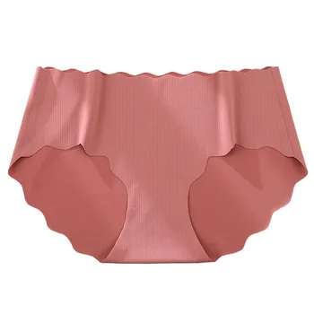 

High Quality Women's Seamless Cotton Panties Solid Ultra-thin Underwear Sexy low-Rise Ruffles Briefs Lingerie 5 Pcs/lot