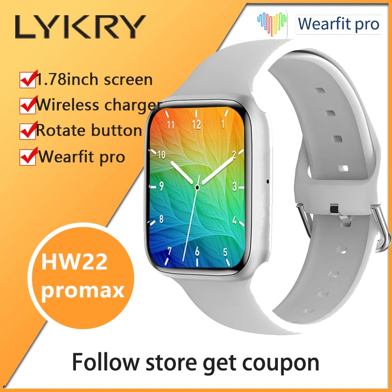 LYKRY HW22 Pro max Smart Watch 1.78 inch 44MM Screen Bluetooth-compatible Call IP67 Women Men 2 Buttons pk IWO 13 hw16 W46 | Электроника