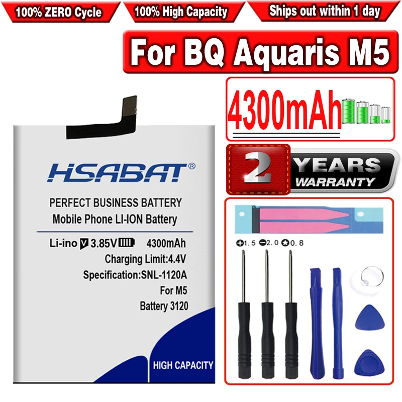 HSABAT 4300 мА/ч флейта для BQ Aquaris M5 телефонная батарея 3120 | Мобильные телефоны и