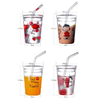 

350Ml Snoopy Coffee Milk Glass Cup Cute Strawberry Mug Creative Korean Ins Water Bottle Transparent Coffee Mug for Children Gift