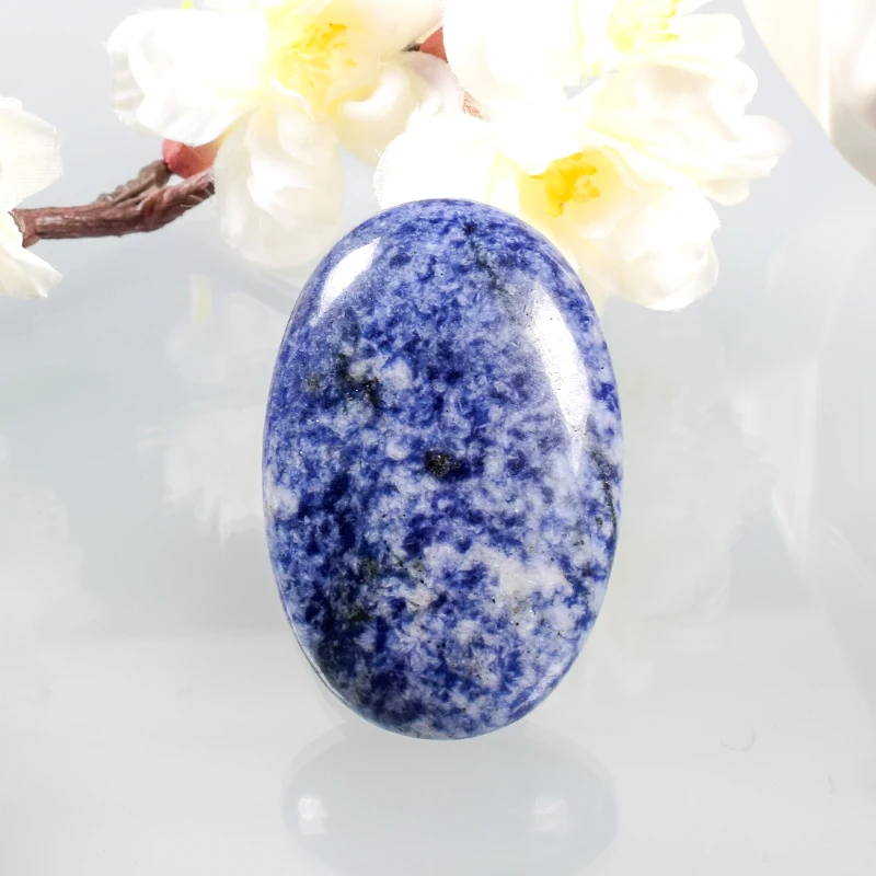 6*4 Cm Massaggiatore In Pietra Naturale Blue Spot Jasper Palm Stones Hot Spa Massage Face Gua Sha Tools Beauty Health Body Back Caretool