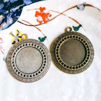 

5pcs/lot 25mm Necklace Pendant Setting Antique Bronze Silver Color Glass Cabochon Blank Base Supplies for Jewelry Finding T237
