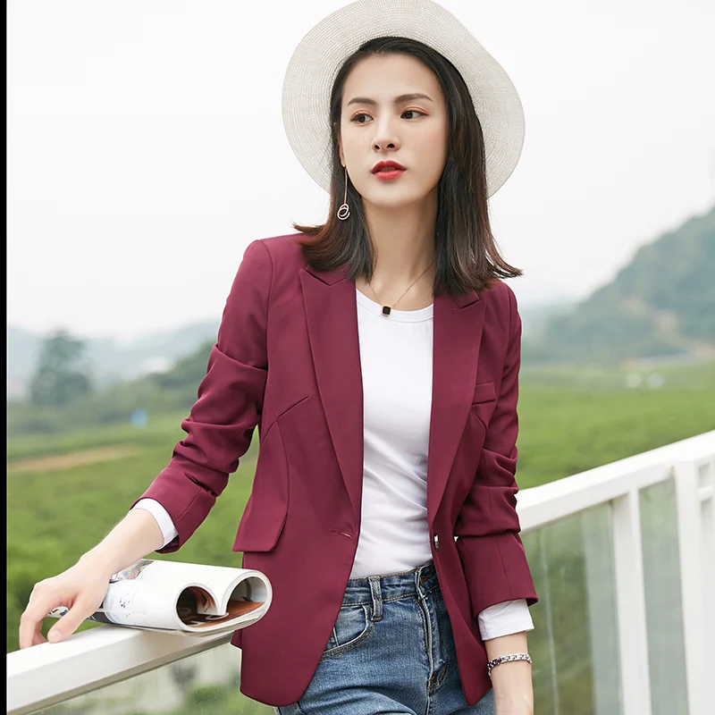 

Elegant Plus size Blazer For Women Korean jacket Casual Office Lady Botton Coat 2020 Female suit Women blazers Female 2020 S0291