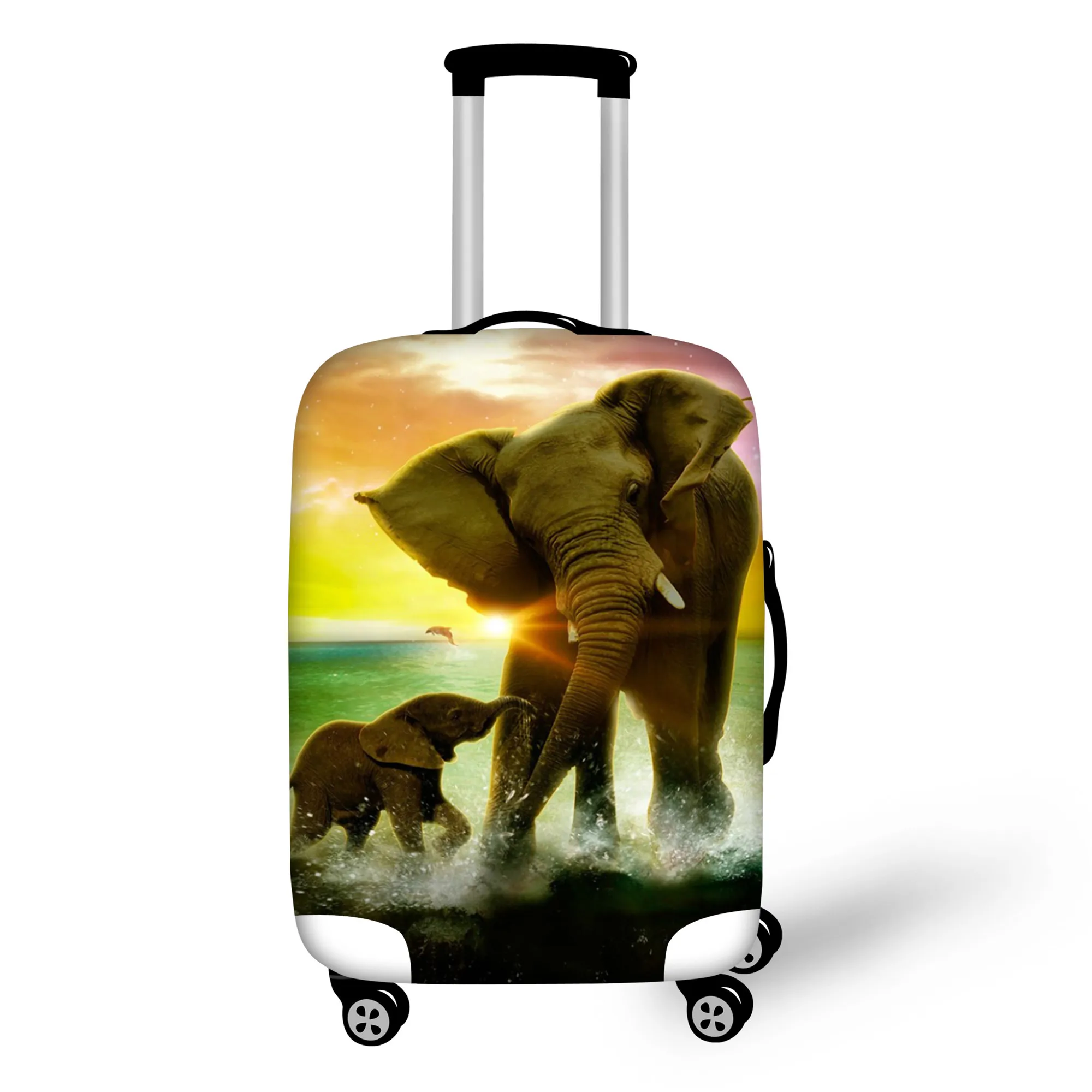 QB026 FORUDESIGNS Elastic Luggage Covers Art Elephant And Lotus Travel Accessories Trolley Baggage Apply to 18-32inch Suitcase Covers - Цвет: QB026