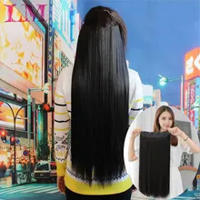 LM падение до бедра клип в куске волос для наращивания 3/4 головы синтетические волосы 2" 60 г 5 клипов прямые синтетические волосы