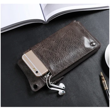 

Wmnuo Vintage Wallet Men Soft Black Purse for Male Zippers Long Business Credit Multi-card Holder Hand Bag Coin Pocket