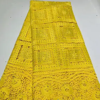 

guipure lace fabrics 2019 high quality lace latest embroidery cord lace tissu yellow nigerian mesh lace fabrics for women 5yards
