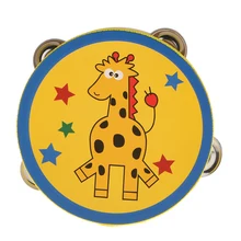 Деревянный жираф бубен с колокольчиками вечерние дети игрушечный музыкальный инструмент перкуссия подарок