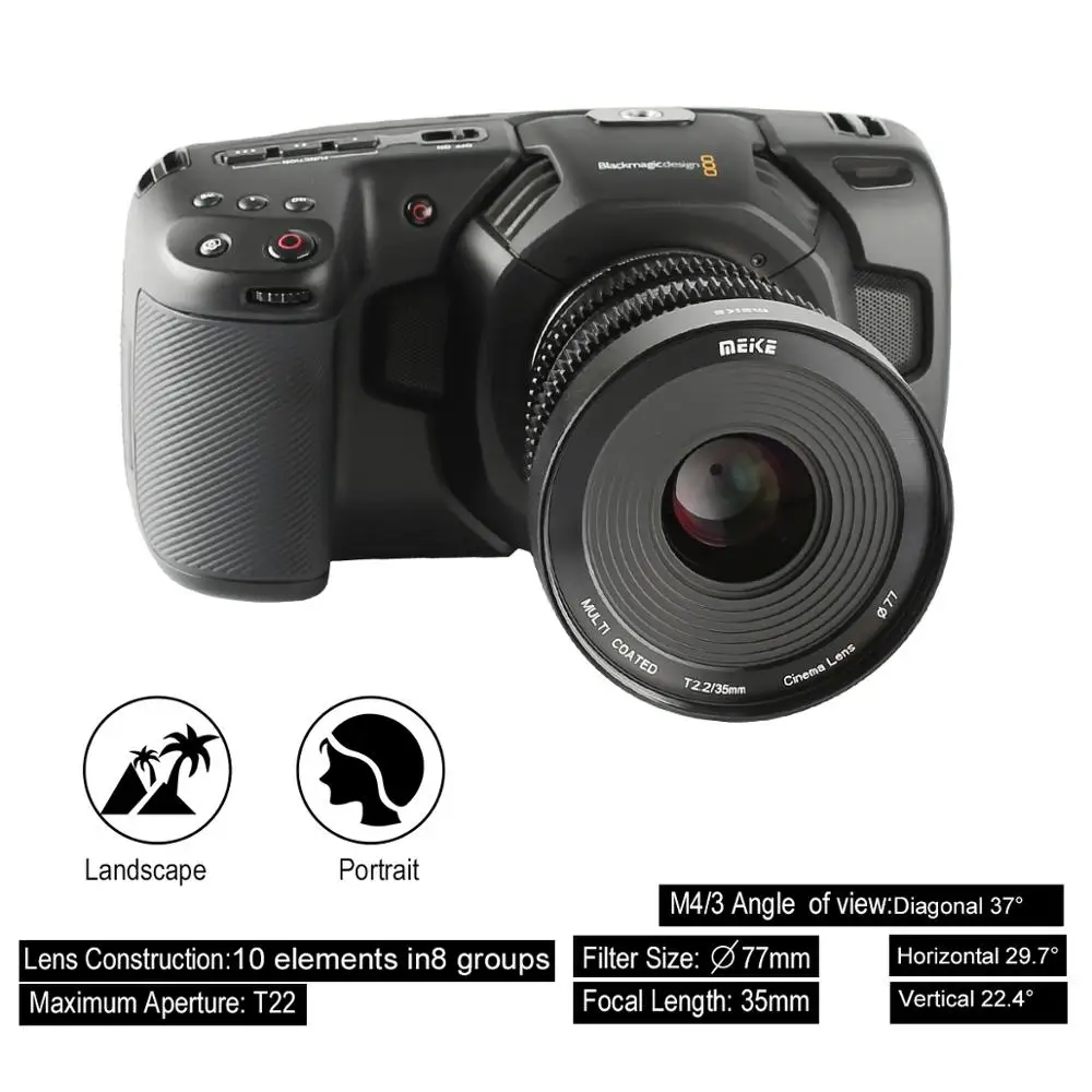 Meike MK 35 мм T2.2 ручная фокусировка асферический портретный объектив Cine для Micro Four Thirds(MFT, M4/3) крепление для Olympus Panasonic