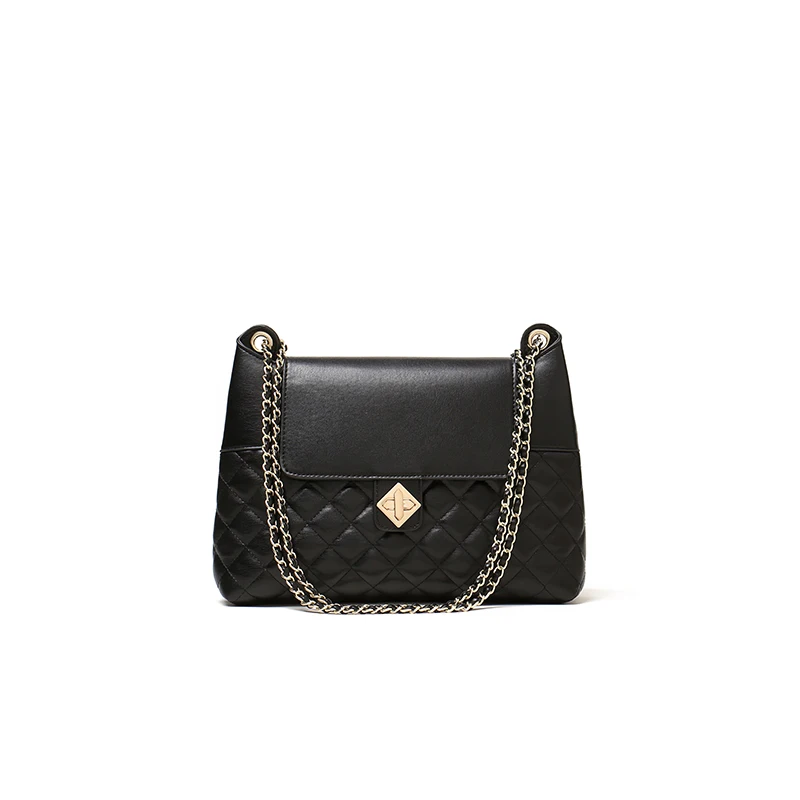 Женская сумка известных роскошных брендов, клетчатый узор, модная сумка из искусственной кожи на цепочке, женские сумки через плечо, высокое качество, женские сумки на плечо - Цвет: Черный