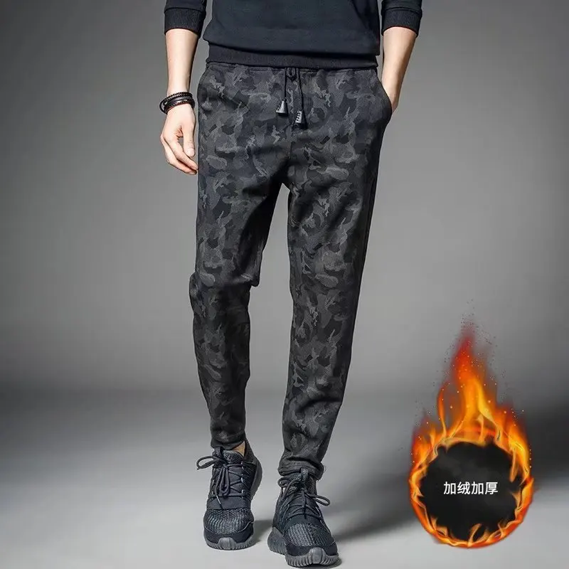 

Plus Velvet Black Camouflage MEN'S Pants Labor Suit Work Pants Winter Thick Loose-Fit Wear And Dirt