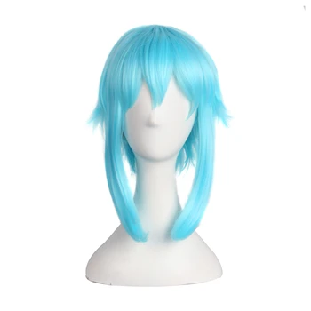 

Sword Art Online 40cm Short Ice Blue Cosplay Wig Sinon/Asada Shino Costume Play Wigs Halloween Party Anime Game Hair