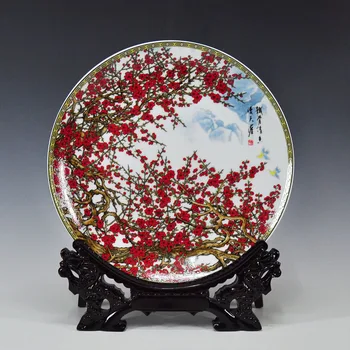 

Jingdezhen Ceramic Hanging Plate PlumFlower Plate Chinese Decoration Plate Porcelain Flower Plate Set Setting Wall