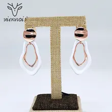 Viennois серьги-капли с белой эмалью для геометрических сережек, Женские Ювелирные изделия для свадебной вечеринки