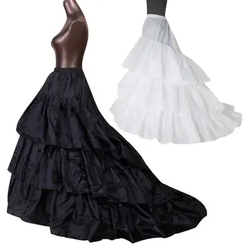 

Bridal Wedding Dress Trailing Skirt Large 3-layer Ruffled Petticoat Elastic Waist Black White Lolita Petticoats Slip Lining Line