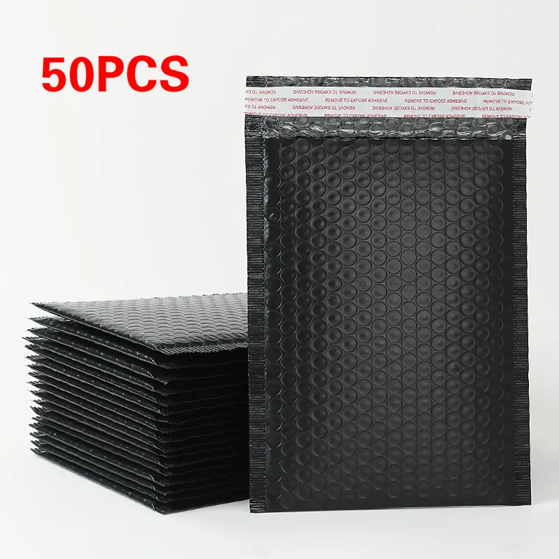 Черная поли-Пузырчатая почта размером 20x28 + 4 см 50 шт. конверты с мягким вкладышем