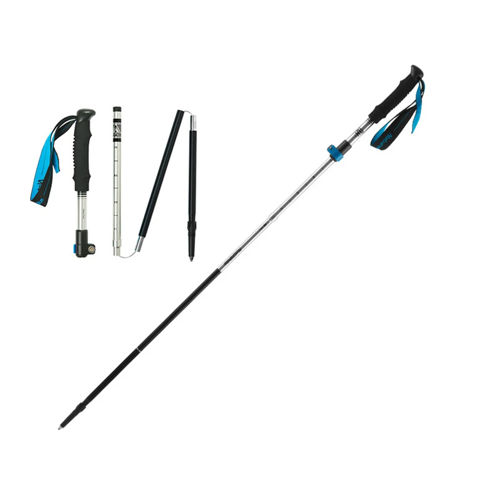 Folding Trekking Walking Hiking Stick AdjustableAnti-Shock Aluminum Alloy Pole
