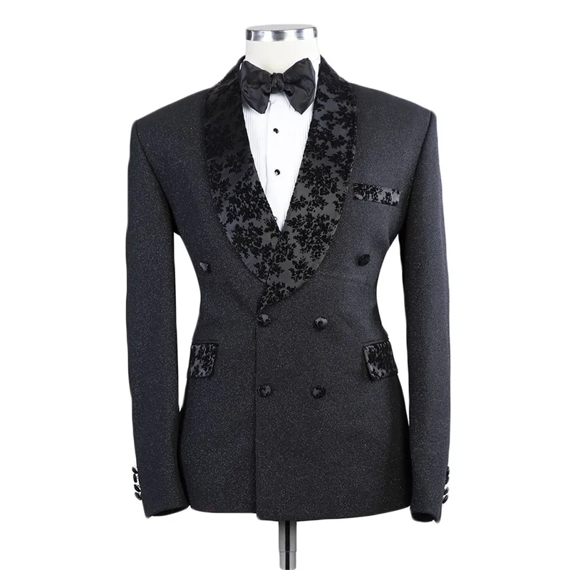 One Pieces Printed Men Suits Cotton Groom Tuxedos Lapel Modern Formal Double Breasted Men Coat Made Party Jacket mens suits
