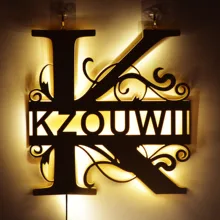 

Custom 26 Letter Wall Decor USB LED Night Light Personalized Name Sign Light for Couples Baby Room Bedroom Wooden Lamp