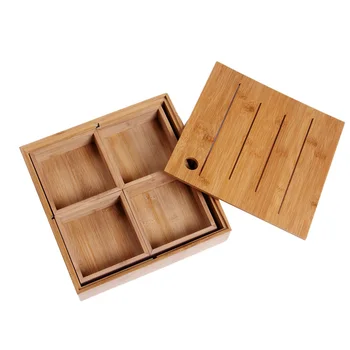 

Square Solid Wood Box with Dried Fruit Box Fruit Tray Multi-Function Snack Candy Box Food Storage