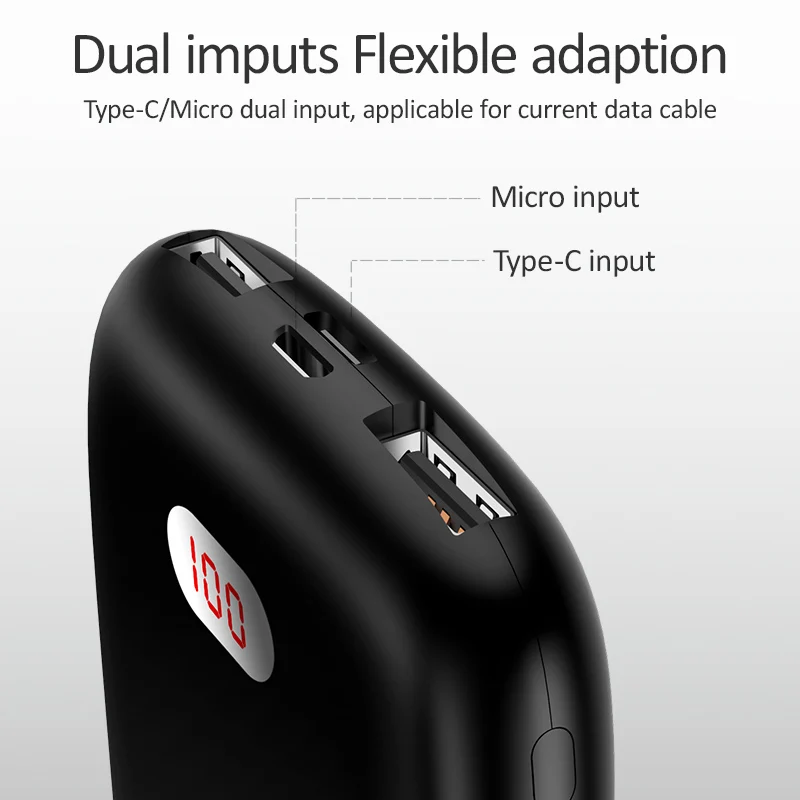 USAMS 10000mAh мини банк питания для Xiaomi iPhone светодиодный дисплей Быстрая зарядка Poverbank портативное зарядное устройство Внешний аккумулятор Банк питания