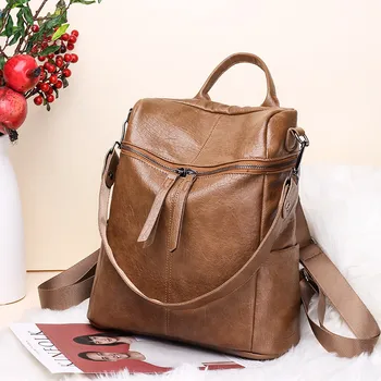 

Soft PU Leather Fashion Light Retro Winter Multi-Purpose Diaper Bag Middle School Student Backpack 2020 Women's Backpack