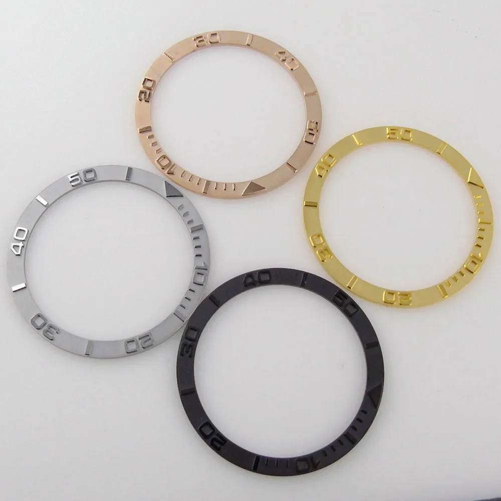 38mm*31.5mm*0.9mm Flat Watch Bezel Insert Steel Material Fit For SKX007 SKX009 Men's Watch Bezel Ring Gold/Black/Silver