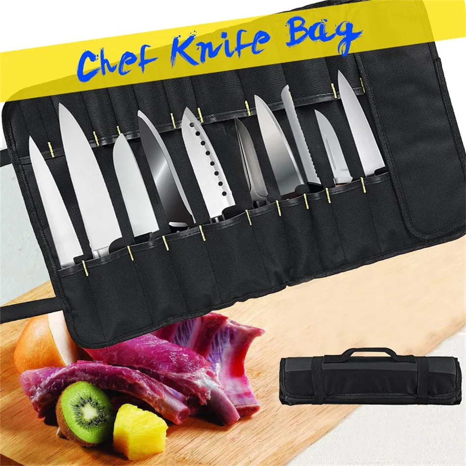 22 карман шеф-повара нож мешок рулон сумка чемодан сумка кухонная готовка Портативный прочный хранения