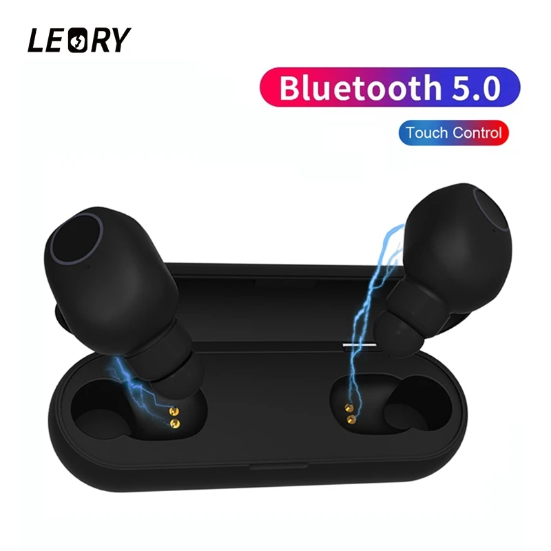 LEORY наушники bluetooth 5,0 настоящие беспроводные наушники-вкладыши Музыка водонепроницаемая Спортивная гарнитура с микрофоном зарядным чехлом