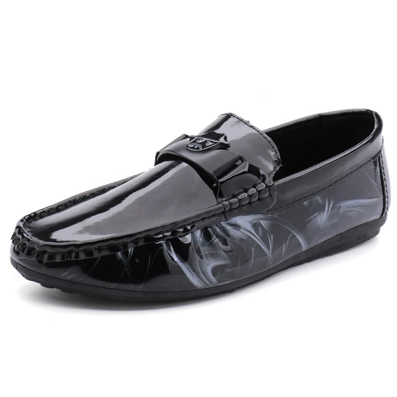 Black Patent Leather Loafers Men 