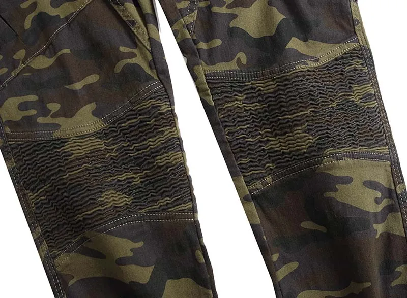 Mcikkny Fashion Men's Cargo Motorcycle Denim Trousers Military Style Biker Jeans Pants Multi Pockets  (6)